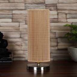 devansh Round Cylindrical Bamboo Table Lamp with Steel Base-picture-26