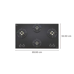 Elica FLEXI DFS FB MFC 4B 91 DX Toughened Glass Top 4 Burner Automatic Hob (Multi Flame Control, Black) image 2
