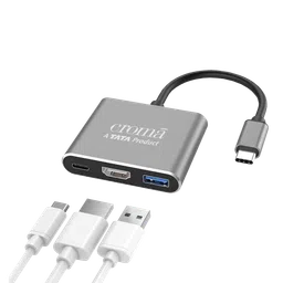 Croma USB 3.0 Type C to USB 3.0 Type C, USB 3.0 Type A, HDMI Type A Multi-Port Hub (5 Gbps Data Transfer Rate, Grey) image 3
