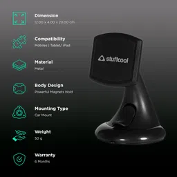 stuffcool Mag Hold Car Mount for Mobile (Cradle Free Design, Black) image 3