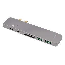POWERUP 7-in-2 USB 3.0 Type C to USB Type C, USB 3.0 Type A, Thunderbolt 3, HDMI, SD Card Slot, TF Card Multi-Port Hub (Compact & Lightweight, Grey)-17