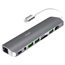 POWERUP 9-in-1 USB Type C to USB 2.0 Type A, USB Type C, 3.5mm Stereo, USB 3.0 Type A, SD Card Slot, TF Card, HDMI, LAN Port Multi-Port Adapter (Built-in Multi Protection, Space Grey)-13