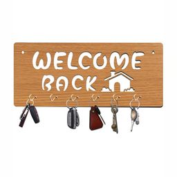 CVANU Brown & White Patterned Wooden Key Holders-picture-34