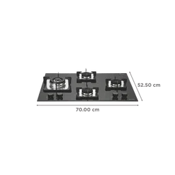 Elica DT FB MFC 4B 70 SWIRL Glass Top 4 Burner Automatic Hob (Multi Flame Control, Black) image 2