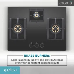 Elica DFS FB MFC 3B 70 DX FFD 3 Burner Automatic Electric Hob (Heavy Duty Multi Frame Burners, Black) image 5