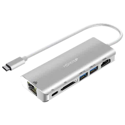 POWERUP Elite PLUS 6-in-1 USB 3.0 Type C to HDMI Type A, USB 3.0 Type A, SD Card Slot, USB 3.0 Type C, LAN Port Multi-Port Adapter (High-Speed Pass-Through Charging, Silver)-13