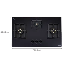 elica Flexi DFS Pro FB Series 3 Burner Automatic Hob (Cast Iron Pan Support, Black) image 2
