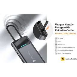 Novoo 9-in-1 USB 3.0 Type C to USB Type C, HDMI Type A, SD Card Slot, TF Card Reader, USB 3.0 Type A, VGA Port, RJ45 USB Hub (Dual Screen Display, Grey) image 3