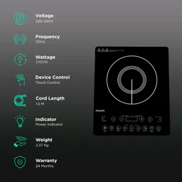 PHILIPS 2100W Induction Cooktop with 11 Preset Menus image 3