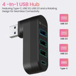 portronics Mport spin 4 Multiport USB adapter for laptop, charger, insert SD Card, connect to keyboard/mouse/ou will use for all your needs image 2