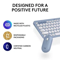 logitech Pebble 2 Wireless Keyboard and Mouse Combo (Quiet and Customizable, Tonal Blue) image 5
