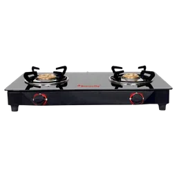 Butterfly Wave Toughened Glass Top 2 Burner Manual Gas Stove (Rust Free Pan Stand, Black)-image-33