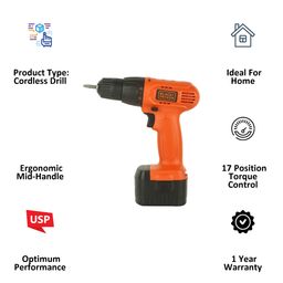 BLACK+DECKER CD121B2-IN Cordless Drill (Optimizes Balance, Orange) image 3