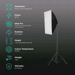 HIFFIN Softbox Kit with Bag for YouTube, Product Photography & Videography (5 Bulb Socket) image 2