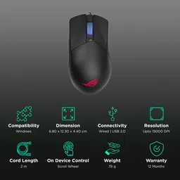 ASUS ROG Gladius III Wired Optical Gaming Mouse with Customizable Buttons (19000 DPI, 70 Million Click Lifespan, Black) image 2