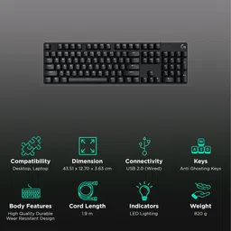 logitech G413 SE Wired Gaming Keyboard with Backlit Keys (Heat Resistant, Black) image 2