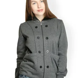 Belle Fille Women Grey Hooded Relaxed Fit Sweatshirt-image-41