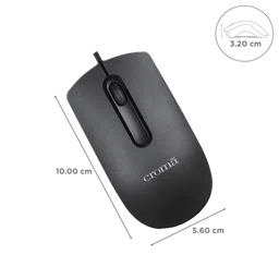 Croma Wired Optical Mouse (1200 DPI, Plug & Play, Black) image 3