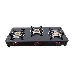 Butterfly Wave Toughened Glass Top 3 Burner Manual Gas Stove (Rust Free Pan Stand, Black)-image-34