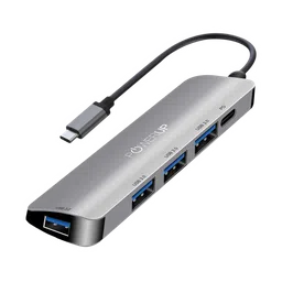 POWERUP Elite Micro 5-in-1 USB 3.0 Type C to USB 3.0 Type A, USB 3.0 Type C USB Hub (High-Speed Pass-Through Charging, Silver)-6