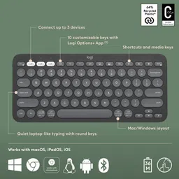 logitech Pebble 2 Wireless Keyboard and Mouse Combo (Quiet and Customizable, Graphite) image 2