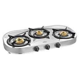 Sunflame SHAKTI STAR 3B 3 Burner Manual Gas Stove (Powder Coated Pan Support, Silver)-52