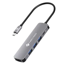 Novoo 5-in-1 USB 3.0 Type C to USB 3.0 Type A, HDMI Type A, USB Type C USB Hub (100 Watt Power Delivery, Grey)-13