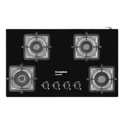 Crompton SuperSlim Toughened Glass Top 4 Burner Automatic Hob (Enamel Coating Cast Iron Pan Support, Midnight Black)-image-12
