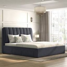 urban ladder Faroe Engineered Wood King Size Drawer Storage Upholstered Bed in Grey F...-picture-43