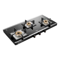 Glen Ultra Slim Mirror Toughened Glass Top 3 Burner Manual Gas Stove (Vitreous Enamelled Pan Support, Black)-image-43