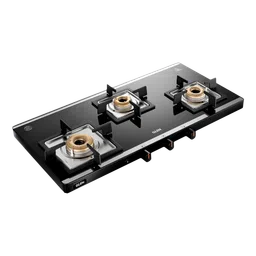 Glen Ultra Slim Mirror Toughened Glass Top 3 Burner Automatic Gas Stove (Vitreous Enamelled Pan Support, Black)-image-44