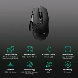 logitech G502 X Wired Optical Gaming Mouse (25600 DPI Adjustable, Dual-Mode Scroll Wheel, Black) image 2