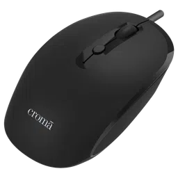 Croma Wired Optical Mouse with 4 Buttons (2400 DPI Adjustable, Ambidextrous Design, Black) image 3