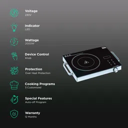 Kent Blaze 2000W Induction Cooktop with 3 Preset Menus image 3