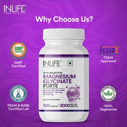 INLIFE Magnesium Glycinate Forte,  Unflavoured  120 tablet(s)  image 5