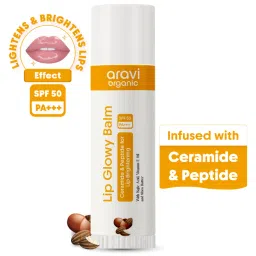 Aravi Organic Lip Glowy Balm With SPF 50 PA+++ & Kojic Acid & Peptide For Lip Brightening - 5gm-picture-36