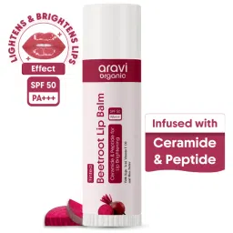 Aravi Organic Beetroot Tinted Lip Balm With SPF 50 PA+++ - Kojic Acid & Peptide For Lip Brightening-picture-1