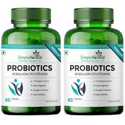 Simply Herbal Probiotics 50 Billion CFU Strains,  60 capsules  Unflavoured (Pack of 2) -15