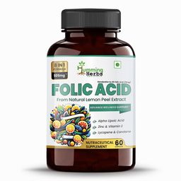 Humming Herbs Folic Acid from Natural Lemon Peel Extract,  Unflavoured  60 capsules -3