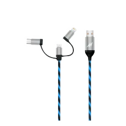 Macmerise Illume Type A to Type C, Micro USB, Lightning 3.3 Feet (1M) 3-in-1 Cable (LED Light Flow, Black)-picture-25