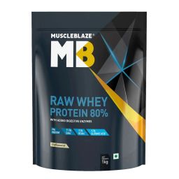 MuscleBlaze Raw Whey Protein 80% Powder,  2.2 lb  Unflavoured -15