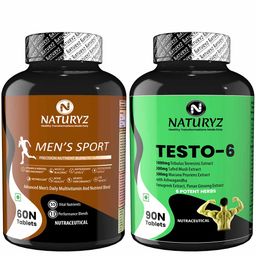 Naturyz Men's Sport Daily Multivitamin 60 Tablets & Testo-6 90 Tablets Combo,  2 Piece(s)/Pack  Unflavoured -3