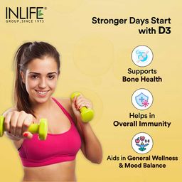 INLIFE Vitamin D3 5000 IU,  60 softgels  Unflavoured  image 2