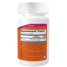 Now Vitamin D-3 10,000 IU,  120 softgels  Unflavoured  image 3