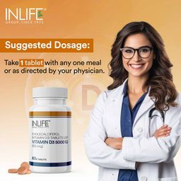 INLIFE Vitamin D3 5000 IU (125 mcg),  60 tablet(s)  Unflavoured  image 5