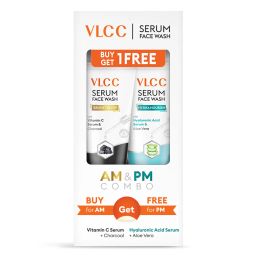 VLCC Bright Glow & Hydra Nourish Serum Face Wash AM & PM Combo, 150 ml with Charcoal & Aloe Vera-picture-19