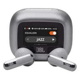 JBL Live Flex 3 TWS Earbuds with Adaptive Noise Cancellation (IP54 Water Resistant, Touchscreen Display, Silver)-17