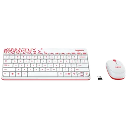 logitech MK240 Wireless Keyboard & Mouse Combo (1000 DPI, Spill Resistant, White/Vivid Red) image 2