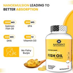 Naturyz Burpfree Nano Salmon Fish Oil with Vitamin D3,  50 softgels  image 3