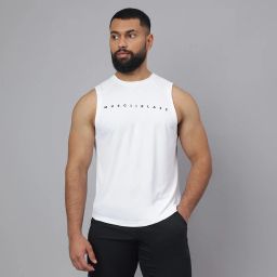 MuscleBlaze Patterned Dry-Fit Delt Tank,  Large  Polar White -image-8